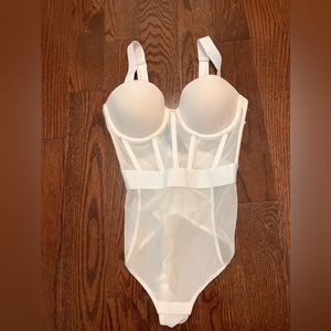 DKNY Sheer White Strapless Bodysuit Size 32B